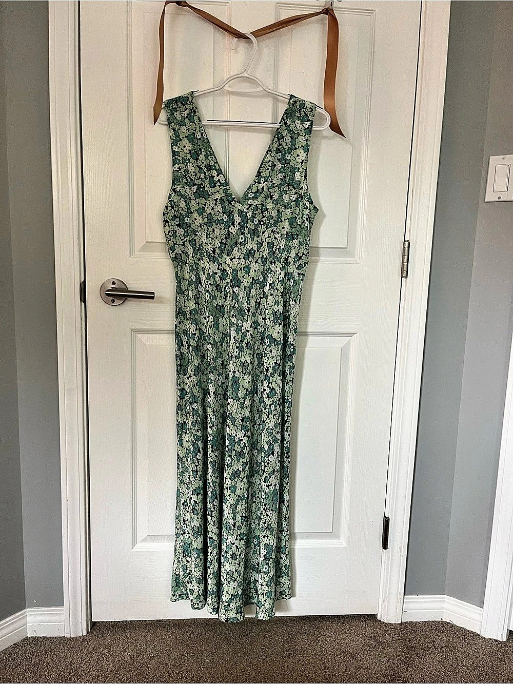 Rails Audrina Dress Floral V-Neck Maxi Dress Green & Blue Large